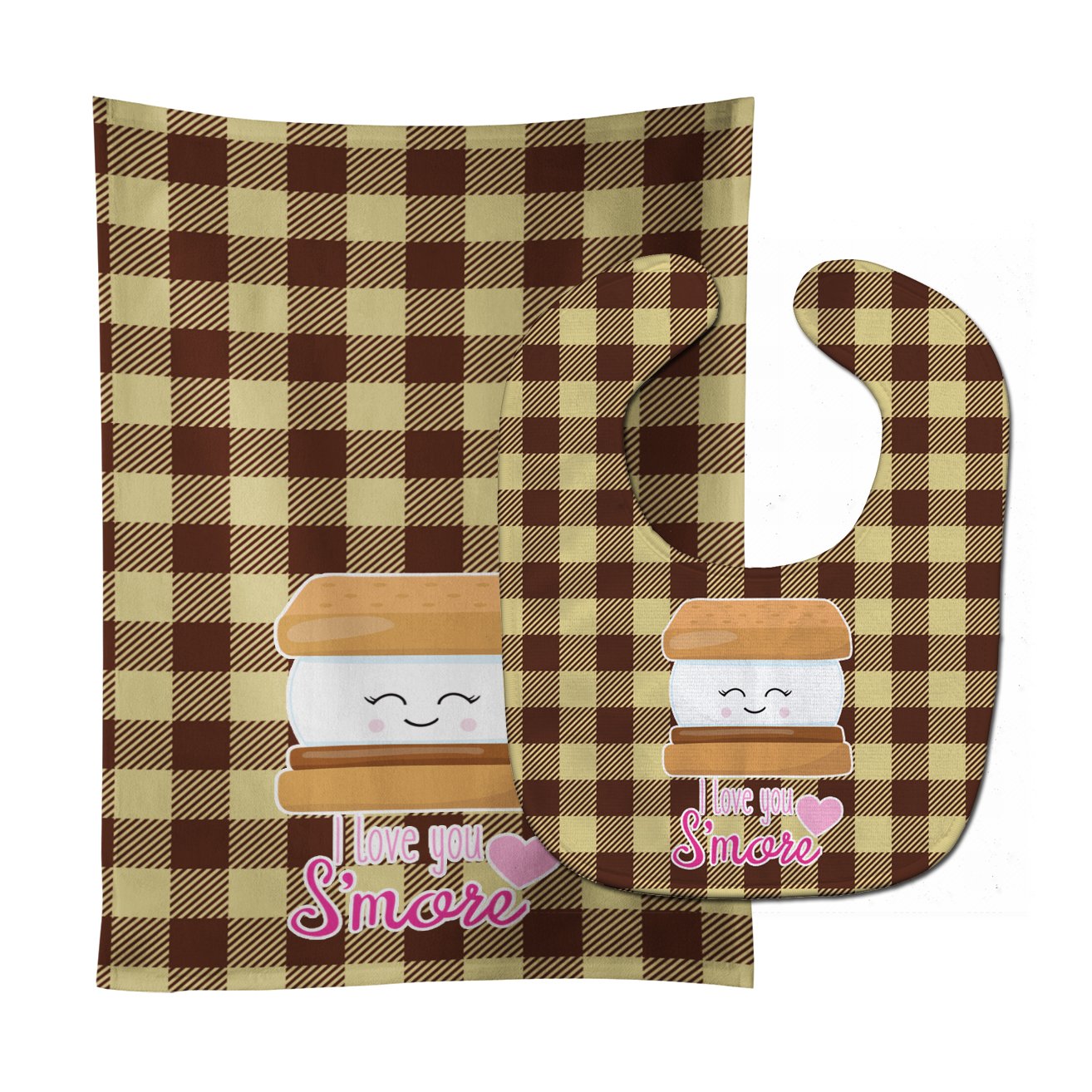 I love you Smores Baby Bib & Burp Cloth Easy-Clean Baby Bib Baby Feeding Accessory Baby Mealtime Essential