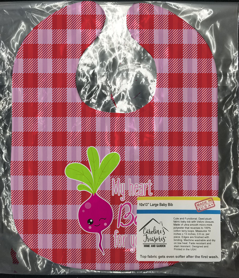 My heart Beets for You Baby Bib Easy-Clean Baby Bib Baby Feeding Accessory Baby Mealtime Essential, 10 x 13, Multicolor