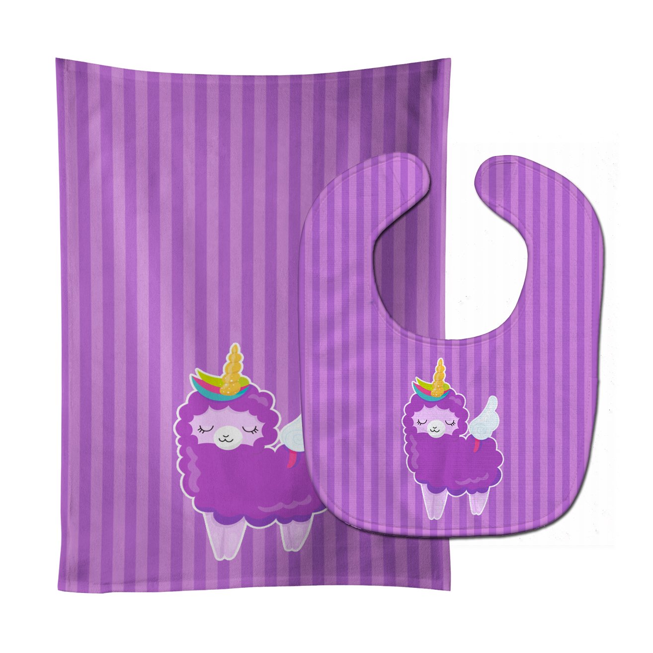 Sheep Unicorn on Stripes Baby Bib & Burp Cloth Easy-Clean Baby Bib Baby Feeding Accessory Baby Mealtime Essential