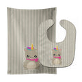 Mouse Unicorn on Stripes Baby Bib & Burp Cloth Easy-Clean Baby Bib Baby Feeding Accessory Baby Mealtime Essential