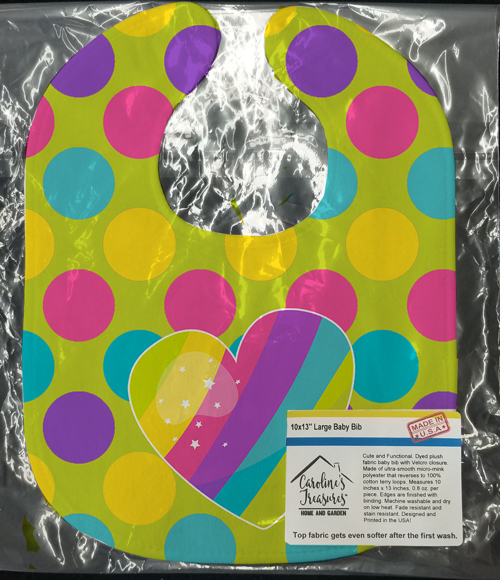 Multicolor Rainbow Heart Baby Bib Easy-Clean Baby Bib Baby Feeding Accessory Baby Mealtime Essential, 10 x 13, Multicolor