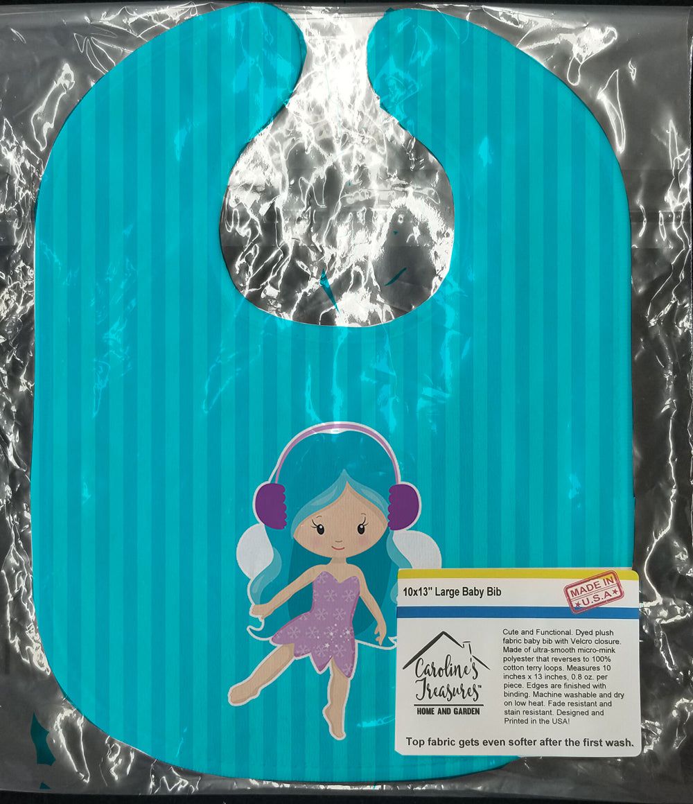 Blue Haired Fairy Baby Bib Easy-Clean Baby Bib Baby Feeding Accessory Baby Mealtime Essential, 10 x 13, Multicolor
