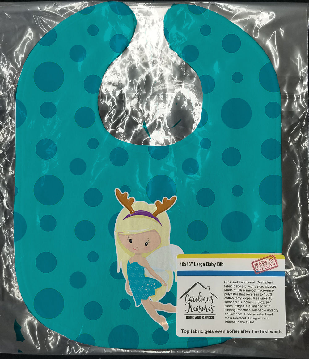Blonde Haired Christmas Fairy Baby Bib Easy-Clean Baby Bib Baby Feeding Accessory Baby Mealtime Essential, 10 x 13, Multicolor