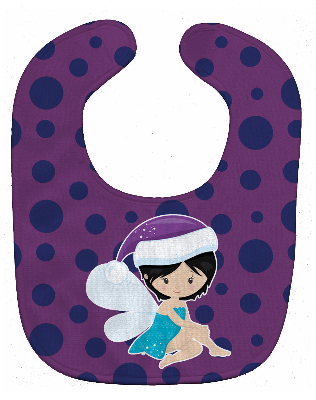 Black Haired Christmas Fairy Baby Bib Easy-Clean Baby Bib Baby Feeding Accessory Baby Mealtime Essential, 10 x 13, Multicolor