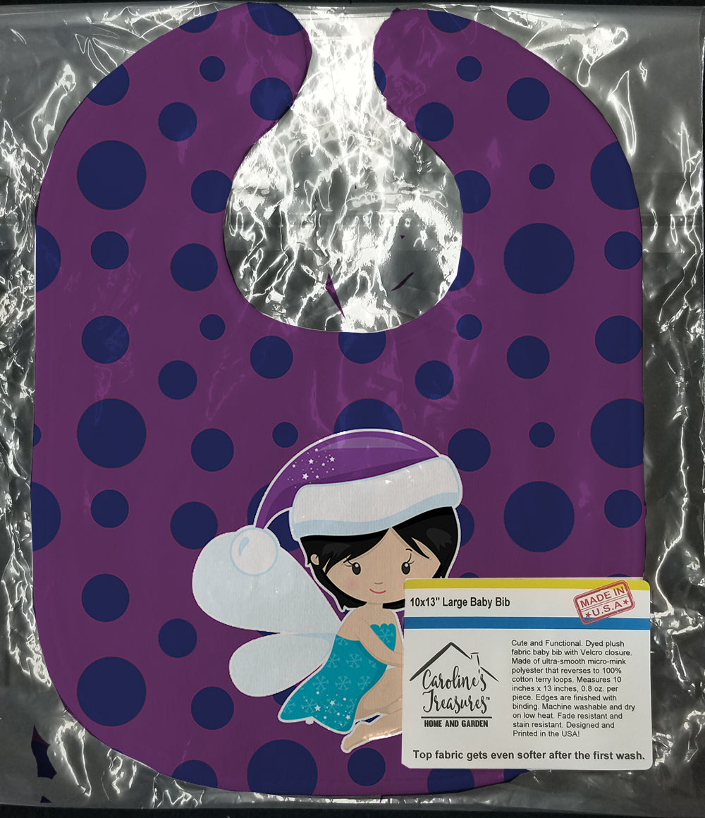Black Haired Christmas Fairy Baby Bib Easy-Clean Baby Bib Baby Feeding Accessory Baby Mealtime Essential, 10 x 13, Multicolor