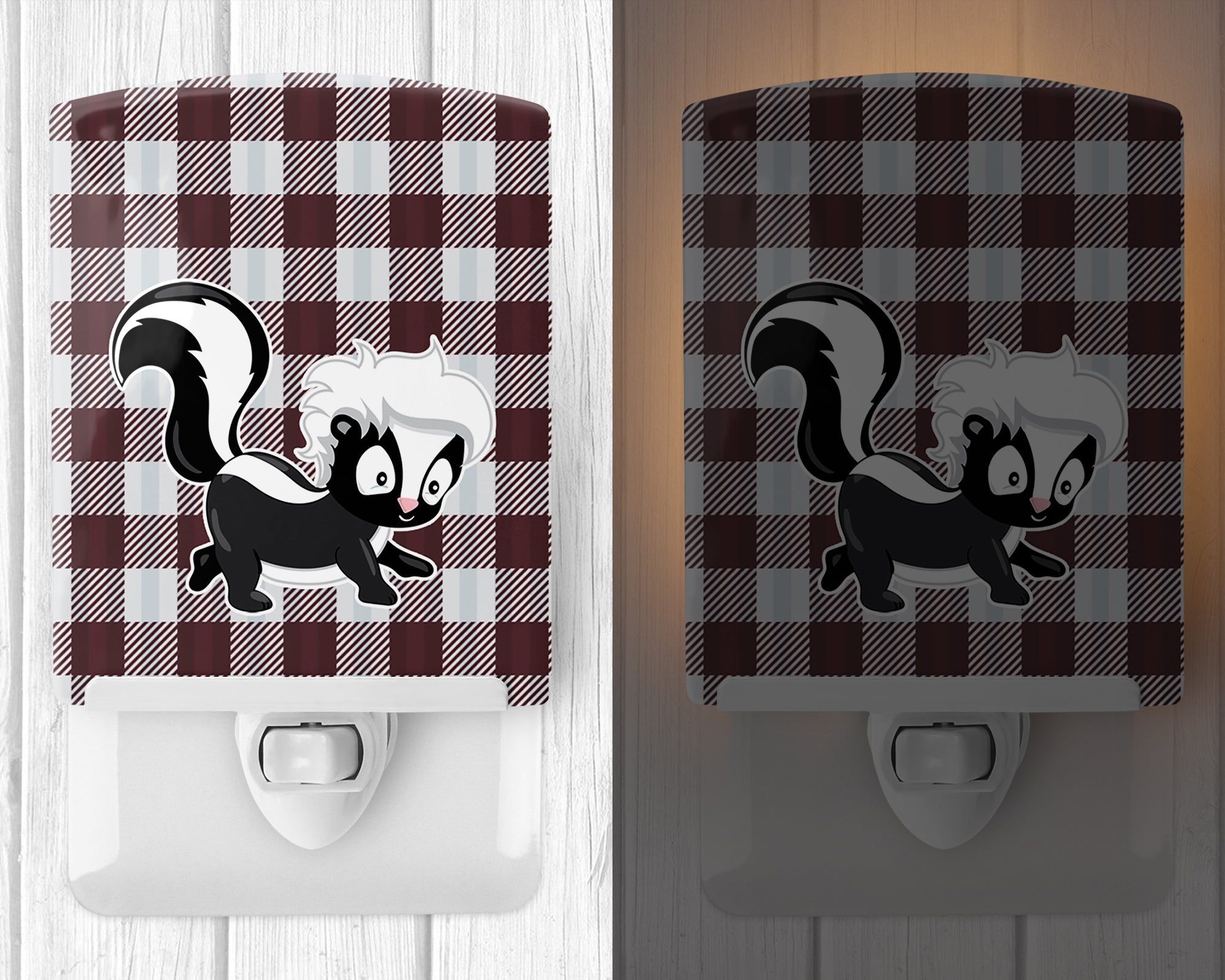 Skunk Ceramic Night Light Compact, UL-Certified, Ideal for Bedroom, Bathroom, Nursery, Hallway, Kitchen, 6x4x3, Multicolor