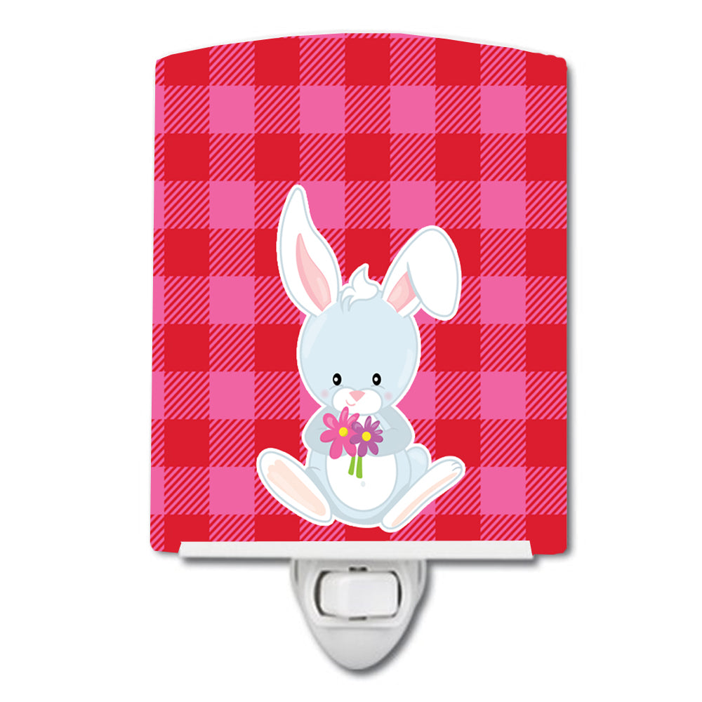 Bunny Rabbit #2 Ceramic Night Light Compact, UL-Certified, Ideal for Bedroom, Bathroom, Nursery, Hallway, Kitchen, 6x4x3, Multicolor