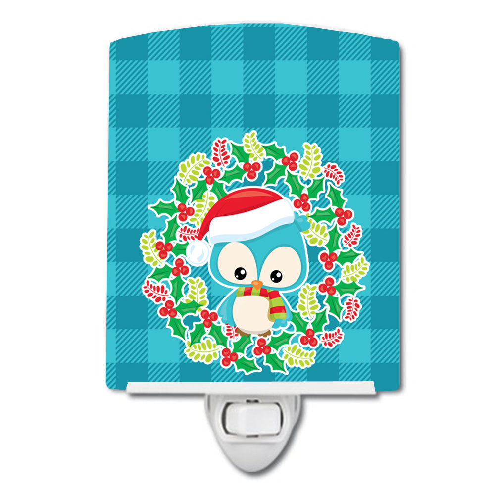Christmas Owl Ceramic Night Light Compact, UL-Certified, Ideal for Bedroom, Bathroom, Nursery, Hallway, Kitchen, 6x4x3, Multicolor