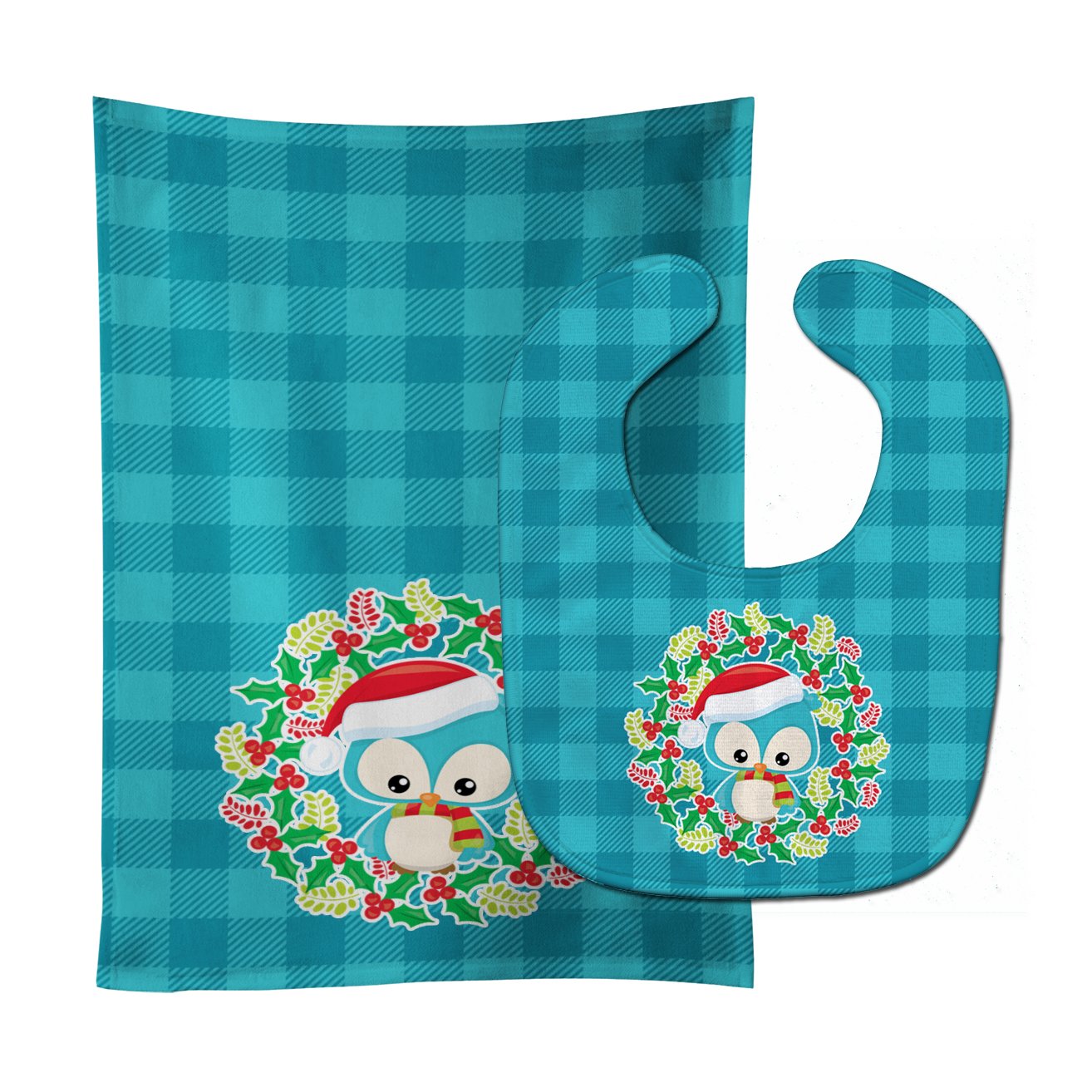Christmas Owl Baby Bib & Burp Cloth Easy-Clean Baby Bib Baby Feeding Accessory Baby Mealtime Essential