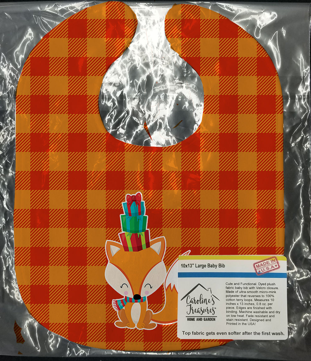 Christmas Fox Baby Bib Easy-Clean Baby Bib Baby Feeding Accessory Baby Mealtime Essential, 10 x 13, Multicolor
