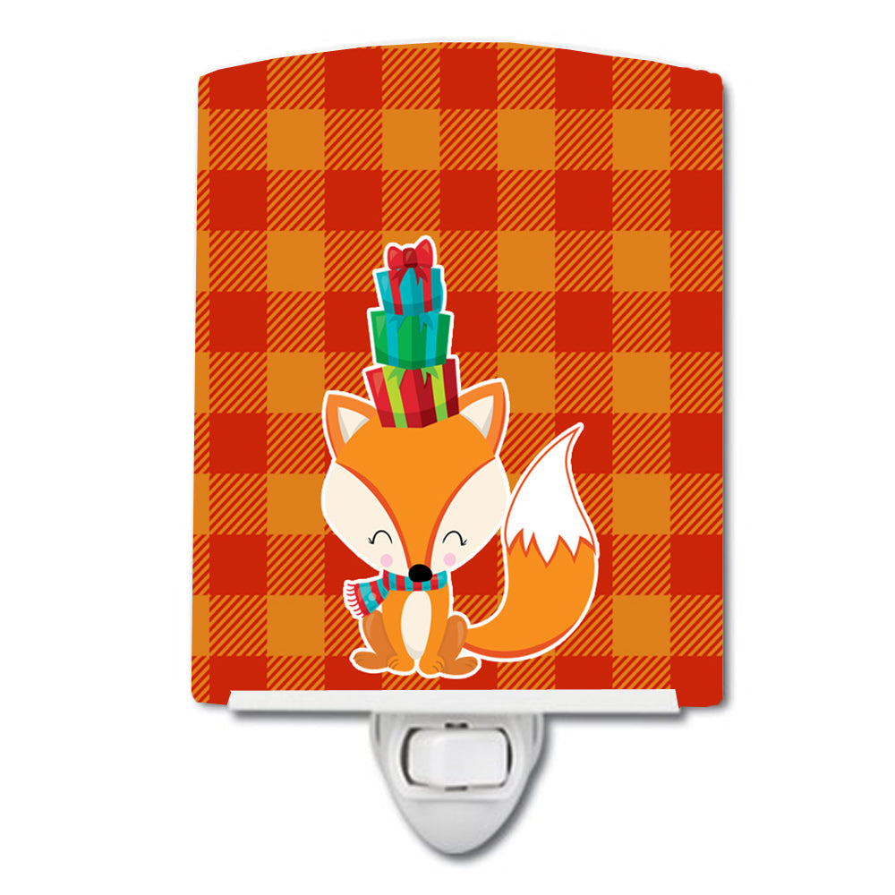 Christmas Fox Ceramic Night Light Compact, UL-Certified, Ideal for Bedroom, Bathroom, Nursery, Hallway, Kitchen, 6x4x3, Multicolor
