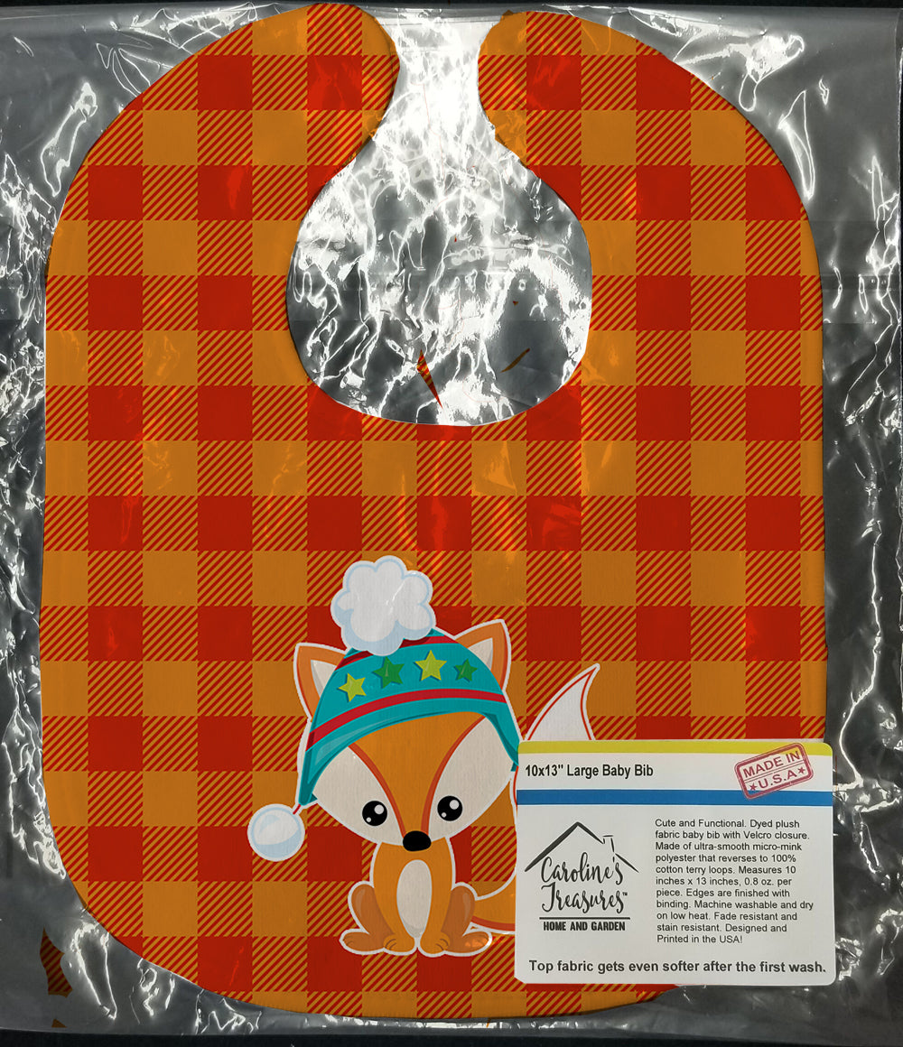 Christmas Fox #2 Baby Bib Easy-Clean Baby Bib Baby Feeding Accessory Baby Mealtime Essential, 10 x 13, Multicolor