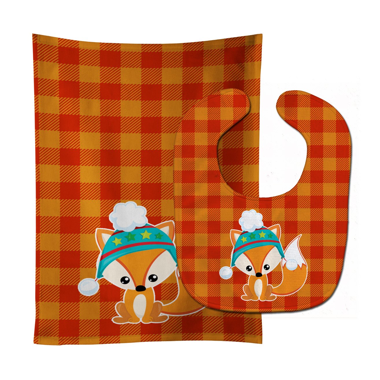 Christmas Fox #2 Baby Bib & Burp Cloth Easy-Clean Baby Bib Baby Feeding Accessory Baby Mealtime Essential