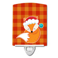 Christmas Fox #3 Ceramic Night Light Compact, UL-Certified, Ideal for Bedroom, Bathroom, Nursery, Hallway, Kitchen, 6x4x3, Multicolor
