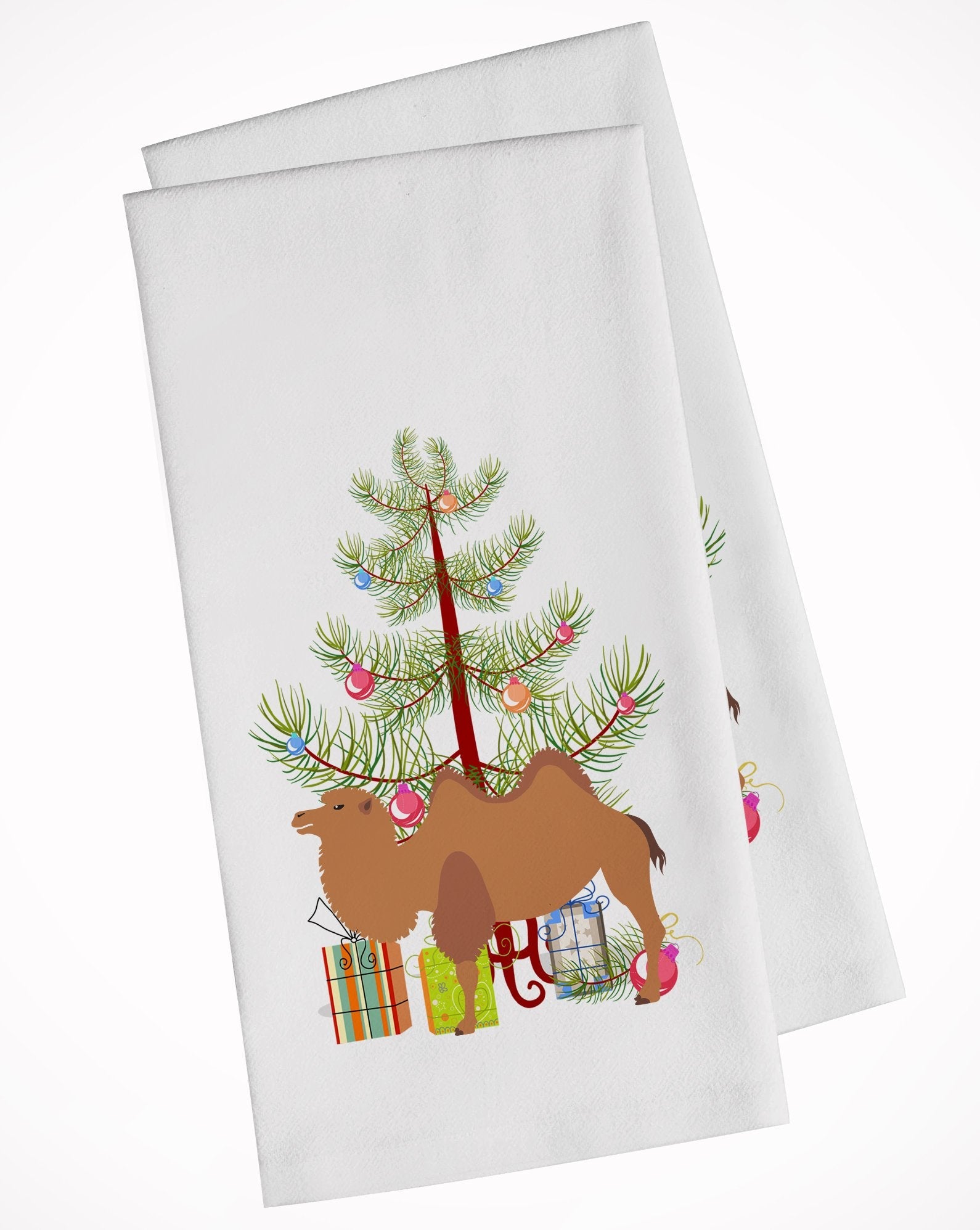 Bactrian Camel Christmas Kitchen Towel Set of 2 White Dish Towels Decorative Bathroom Hand towel for Hand, Face, Hair, Yoga, Tea, Dishcloth, 19 X 28", White