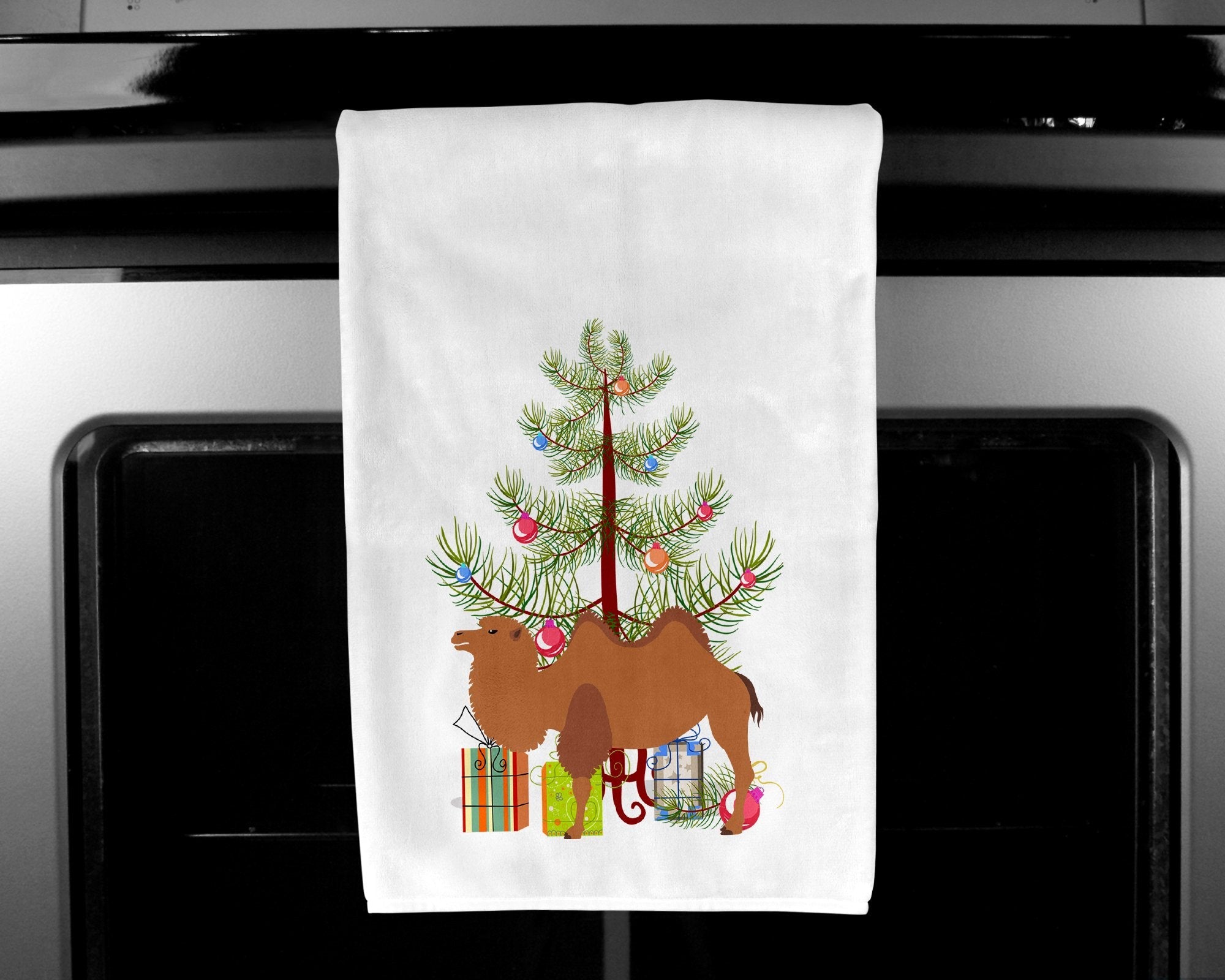 Bactrian Camel Christmas Kitchen Towel Set of 2 White Dish Towels Decorative Bathroom Hand towel for Hand, Face, Hair, Yoga, Tea, Dishcloth, 19 X 28", White