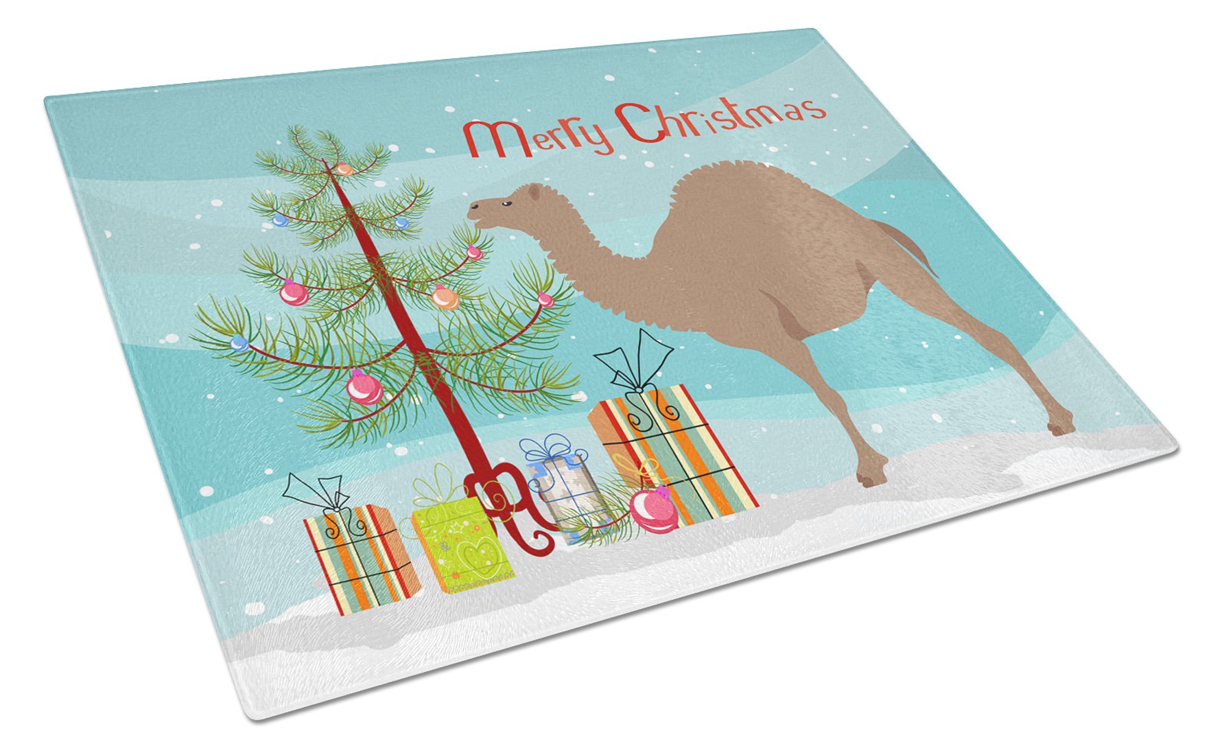 F1 Hybrid Camel Christmas Cutting Board Tempered Glass Kitchen Cutting Surface, Heat Resistant Chopping, Non-Slip Feet, Food Prep & Serving