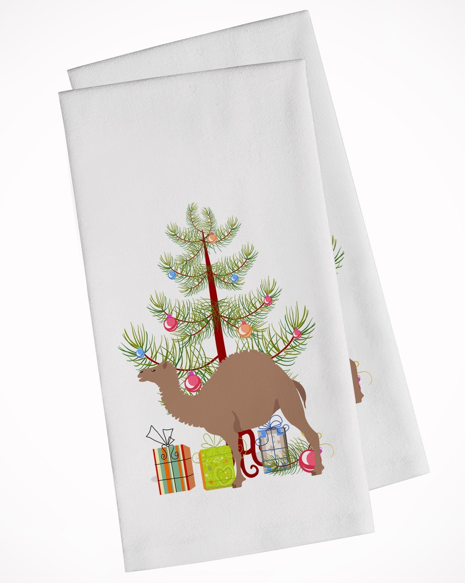 F1 Hybrid Camel Christmas Kitchen Towel Set of 2 White Dish Towels Decorative Bathroom Hand towel for Hand, Face, Hair, Yoga, Tea, Dishcloth, 19 X 28", White