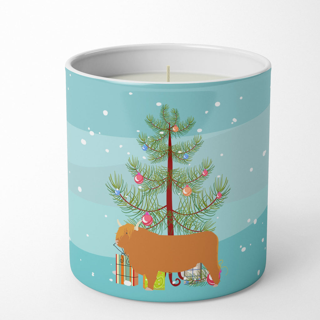 Highland Cow Christmas Decorative Soy Candle Nature Soy Wax Essential Oil Home Decor Ideal for Bedroom Kitchen Bath Office Gift, 10 oz