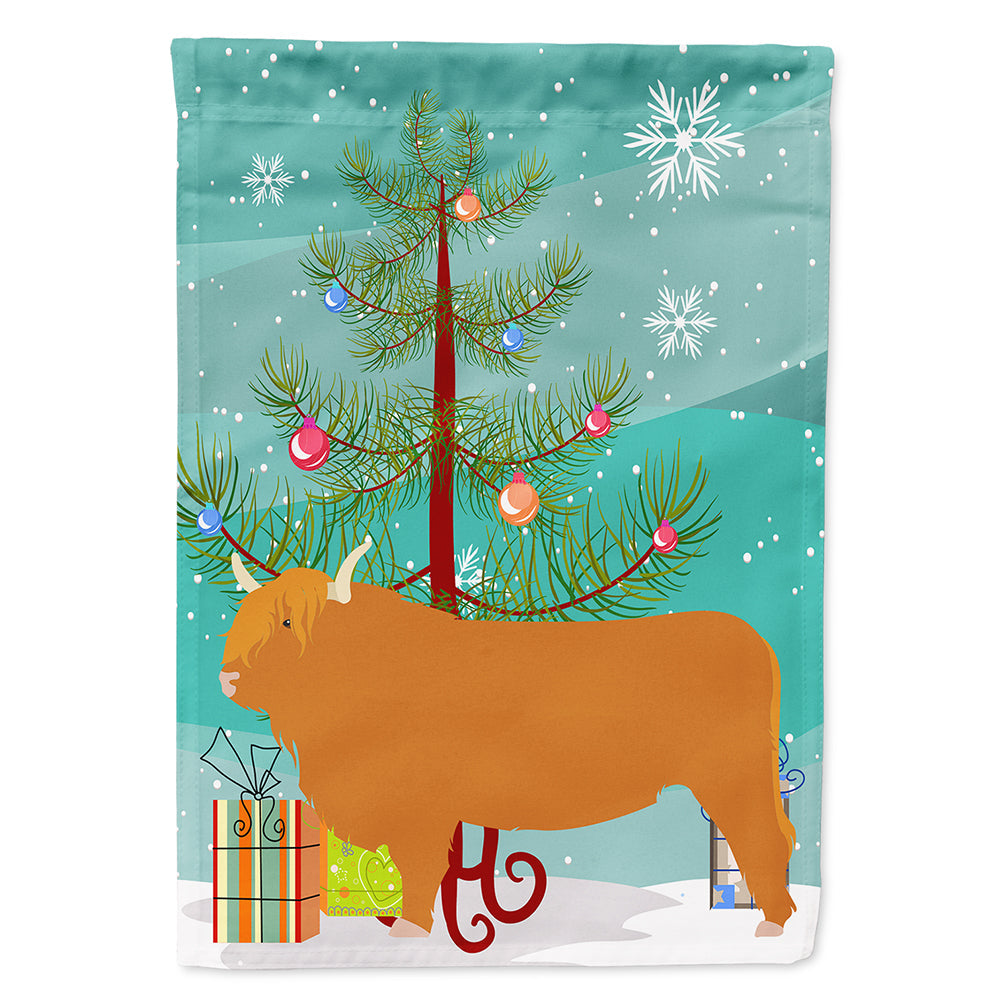Highland Cow Christmas House Flag 28x40 Porch Sleeve Pole Decorative Outside Yard Banner Artwork Wall Hanging, Polyester