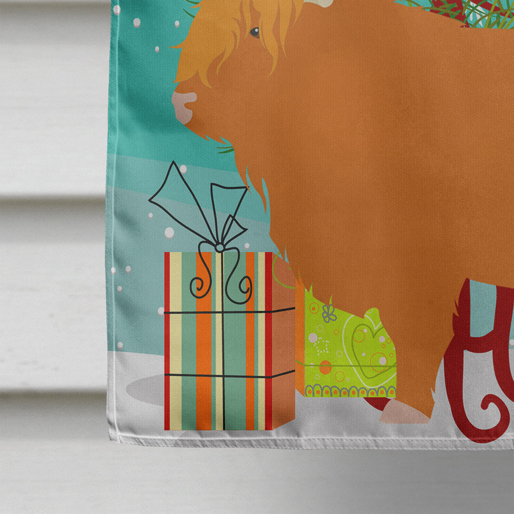 Highland Cow Christmas House Flag 28x40 Porch Sleeve Pole Decorative Outside Yard Banner Artwork Wall Hanging, Polyester