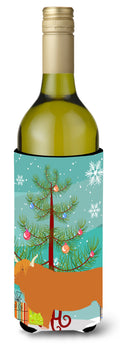 Highland Cow Christmas Wine Bottle Hugger Gift Sleeve for Standard 750 ml Bottles, Insulated Reusable Also Fits Mini Shot & Pint Bottles