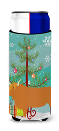 Highland Cow Christmas Slim Can Hugger , Insulated Foam Hugger for 12 oz Slim Cans, Beer Bottles & Water Bottles, Printed in USA