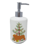 Highland Cow Christmas Ceramic Soap Dispenser , Empty Refillable Hand Soap Pump Bottle for Bathroom Kitchen