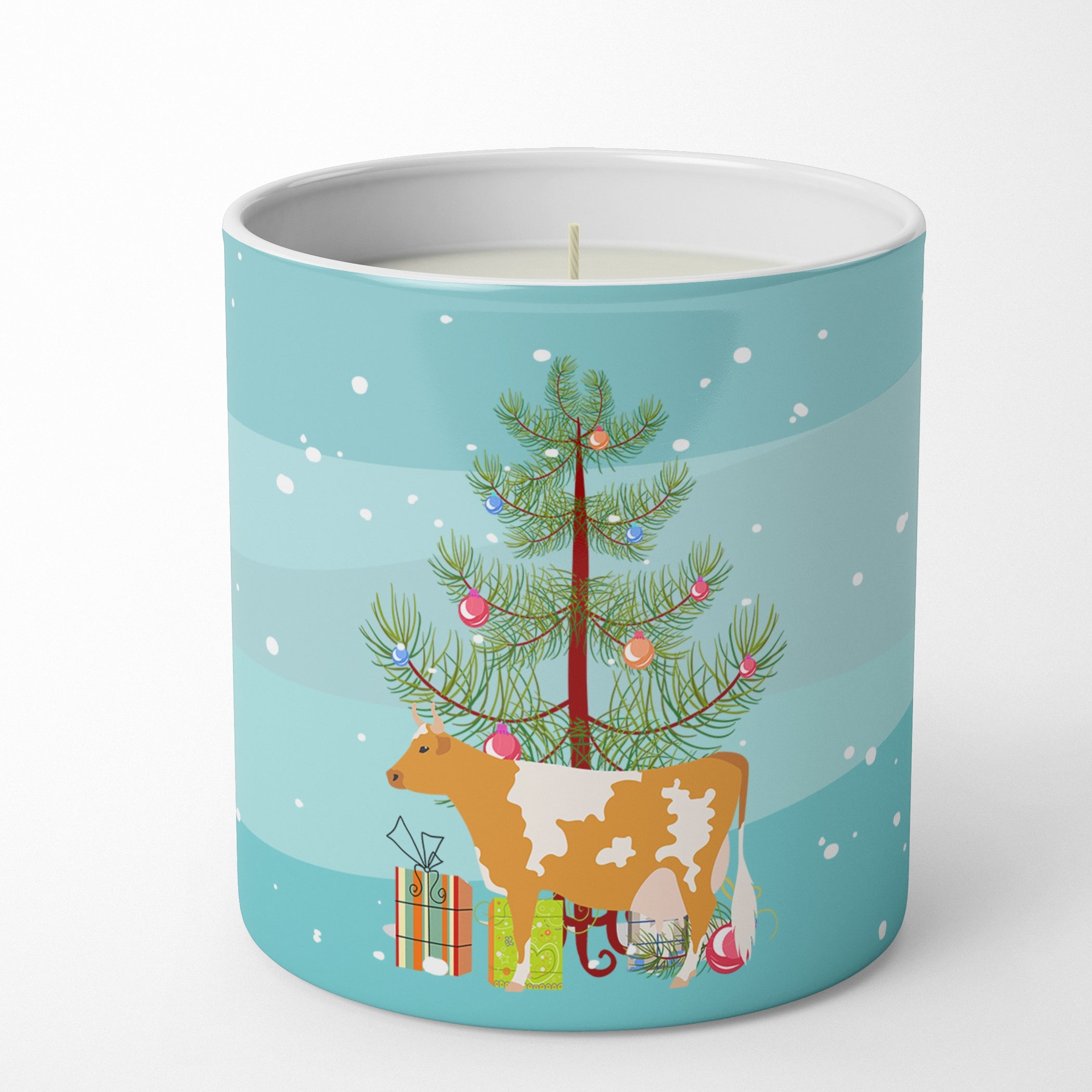 Guernsey Cow Christmas Decorative Soy Candle Nature Soy Wax Essential Oil Home Decor Ideal for Bedroom Kitchen Bath Office Gift, 10 oz
