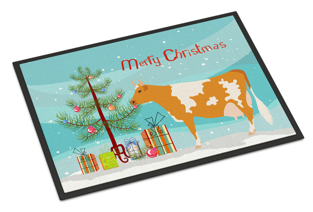 Guernsey Cow Christmas Doormat Indoor Outdoor 24H X 36W Front Door Mat Rugs for Entryway, Non Slip Washable Low Pile,