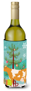 Guernsey Cow Christmas Wine Bottle Hugger Gift Sleeve for Standard 750 ml Bottles, Insulated Reusable Also Fits Mini Shot & Pint Bottles