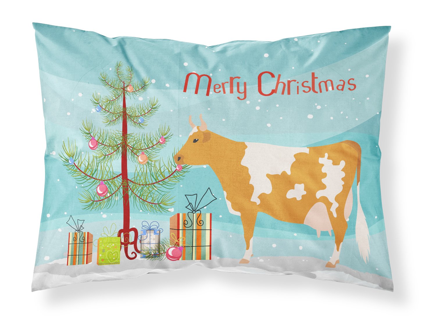 Guernsey Cow Christmas Standard Pillowcase Lightweight Super Soft Easy Care Decorative Artwork Pillowcase, Standard