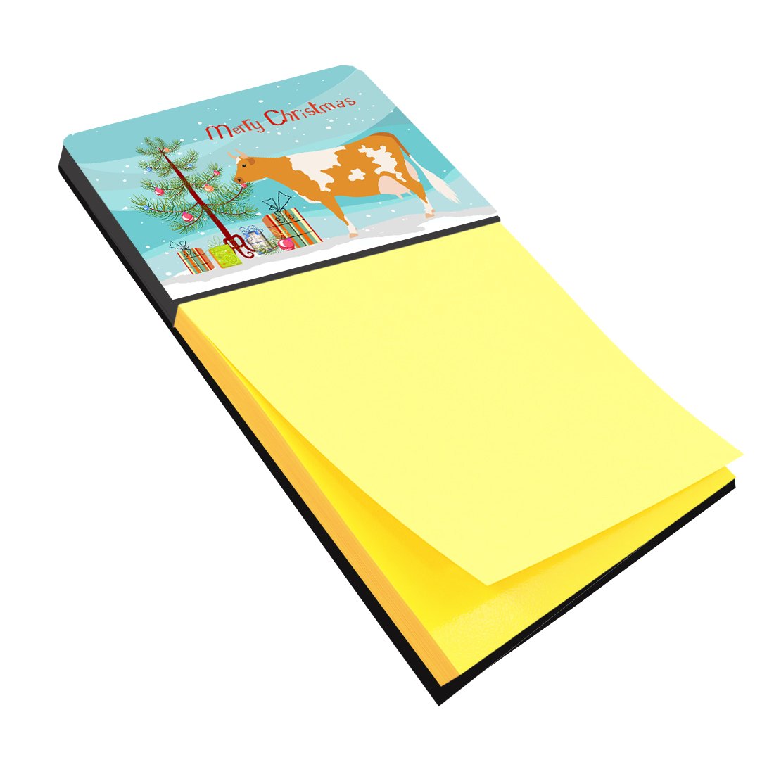 Guernsey Cow Christmas Watercolor Sticky Note Holder Refillable Dispenser Desk Accessory 3x3 Pad Gift