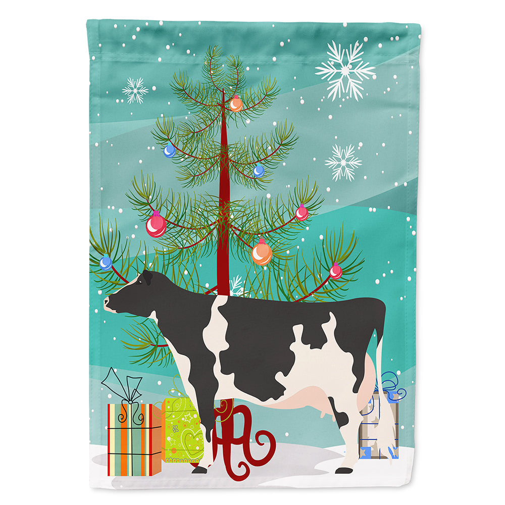 Holstein Cow Christmas House Flag 28x40 Porch Sleeve Pole Decorative Outside Yard Banner Artwork Wall Hanging, Polyester