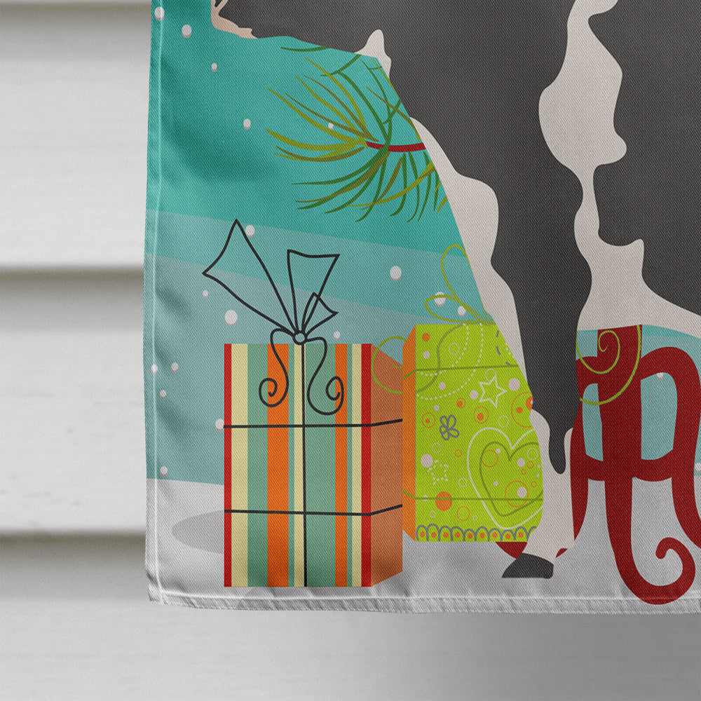 Holstein Cow Christmas House Flag 28x40 Porch Sleeve Pole Decorative Outside Yard Banner Artwork Wall Hanging, Polyester