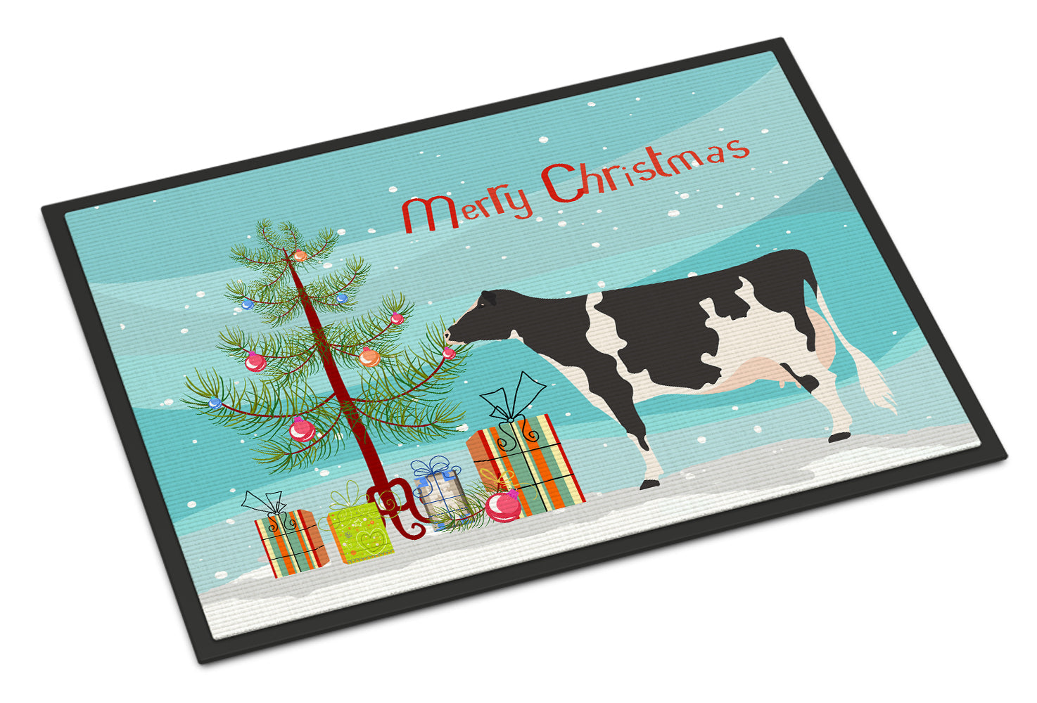 Holstein Cow Christmas Doormat Indoor Outdoor 24H X 36W Front Door Mat Rugs for Entryway, Non Slip Washable Low Pile,