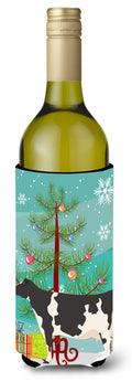Holstein Cow Christmas Wine Bottle Hugger Gift Sleeve for Standard 750 ml Bottles, Insulated Reusable Also Fits Mini Shot & Pint Bottles