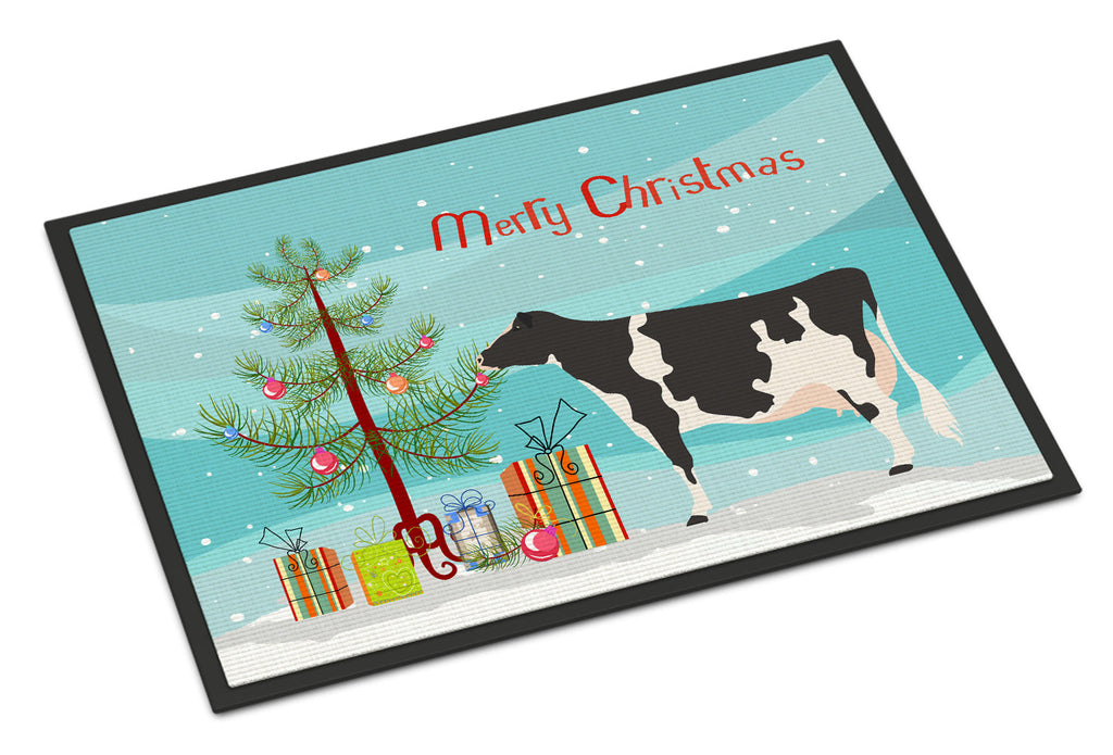 Holstein Cow Christmas Doormat Indoor Outdoor 18H X 27W Front Door Mat Rugs for Entryway, Non Slip Washable