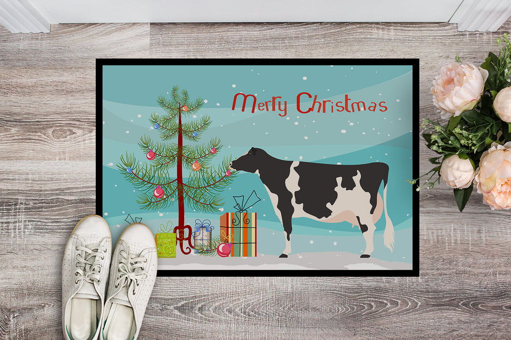 Holstein Cow Christmas Doormat Indoor Outdoor 18H X 27W Front Door Mat Rugs for Entryway, Non Slip Washable