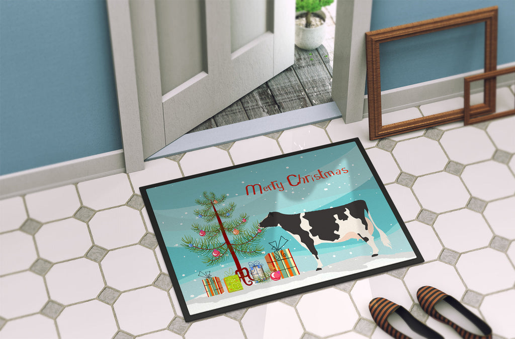 Holstein Cow Christmas Doormat Indoor Outdoor 18H X 27W Front Door Mat Rugs for Entryway, Non Slip Washable