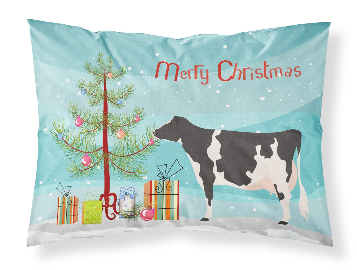 Holstein Cow Christmas Standard Pillowcase Lightweight Super Soft Easy Care Decorative Artwork Pillowcase, Standard