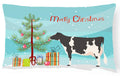 Holstein Cow Christmas Decorative Throw Pillow 12x16 Indoor Outdoor Accent Cushion, Fabric Cover with Insert for Sofa, Bed, Porch & Living Room