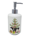 Holstein Cow Christmas Ceramic Soap Dispenser , Empty Refillable Hand Soap Pump Bottle for Bathroom Kitchen