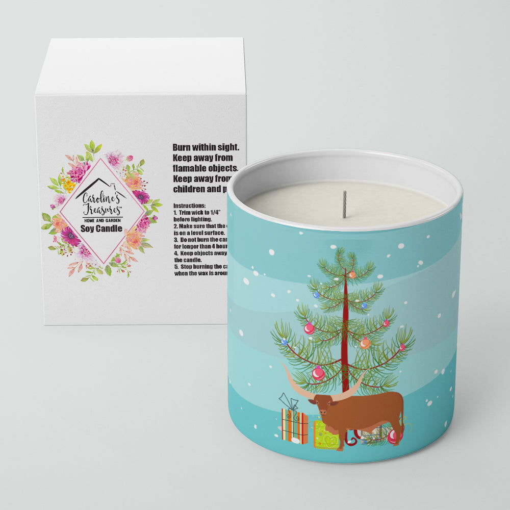 Ankole-Watusu Cow Christmas Decorative Soy Candle Nature Soy Wax Essential Oil Home Decor Ideal for Bedroom Kitchen Bath Office Gift, 10 oz