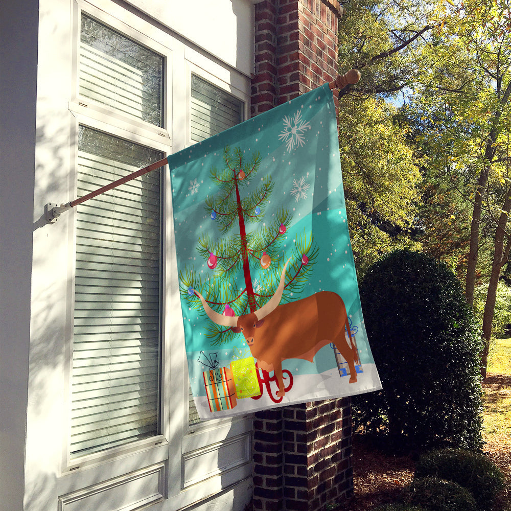 Ankole-Watusu Cow Christmas House Flag 28x40 Porch Sleeve Pole Decorative Outside Yard Banner Artwork Wall Hanging, Polyester