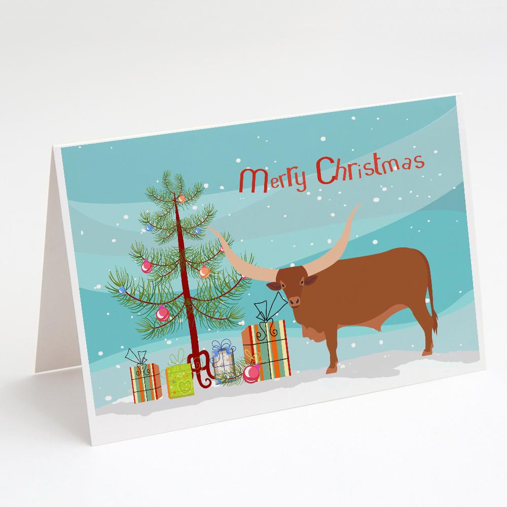Ankole-Watusu Cow Christmas Greeting Cards Pack of 8 Blank Cards with Envelopes Whimsical A7 Size 5x7