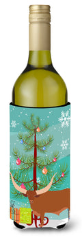Ankole-Watusu Cow Christmas Wine Bottle Hugger Gift Sleeve for Standard 750 ml Bottles, Insulated Reusable Also Fits Mini Shot & Pint Bottles