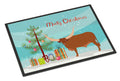 Ankole-Watusu Cow Christmas Doormat Indoor Outdoor 18H X 27W Front Door Mat Rugs for Entryway, Non Slip Washable