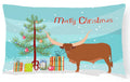 Ankole-Watusu Cow Christmas Decorative Throw Pillow 12x16 Indoor Outdoor Accent Cushion, Fabric Cover with Insert for Sofa, Bed, Porch & Living Room