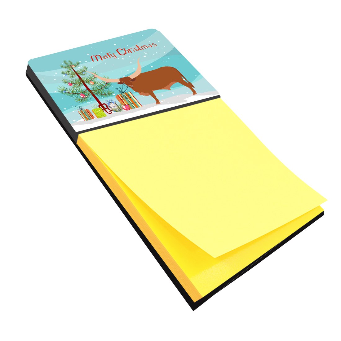 Ankole-Watusu Cow Christmas Watercolor Sticky Note Holder Refillable Dispenser Desk Accessory 3x3 Pad Gift